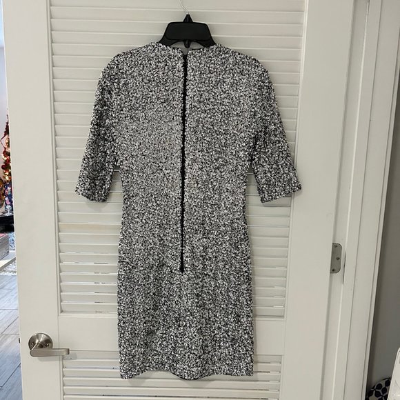 Alice + Olivia Sequin Strong-Shoulder Mock-Neck Dress - Picture 2 of 9